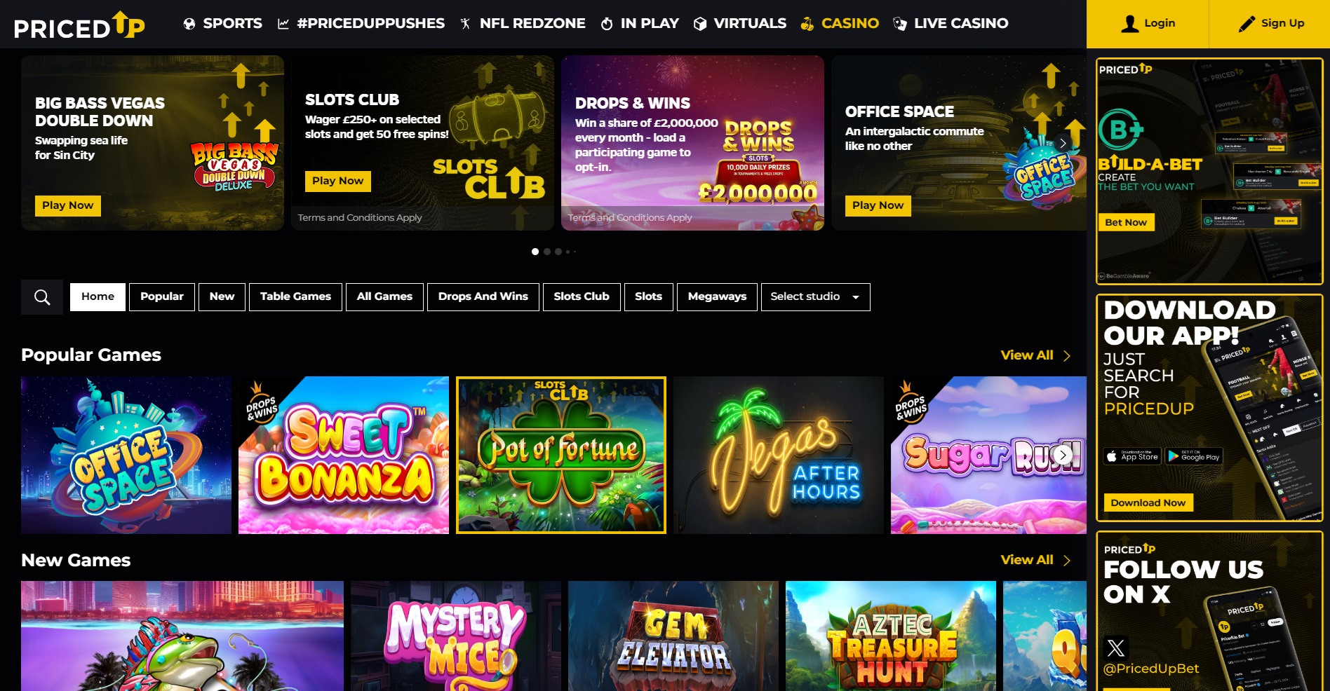 Priced Up Casino page