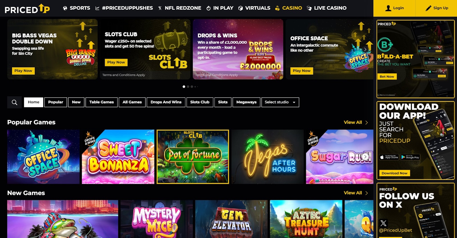 Priced Up Casino page