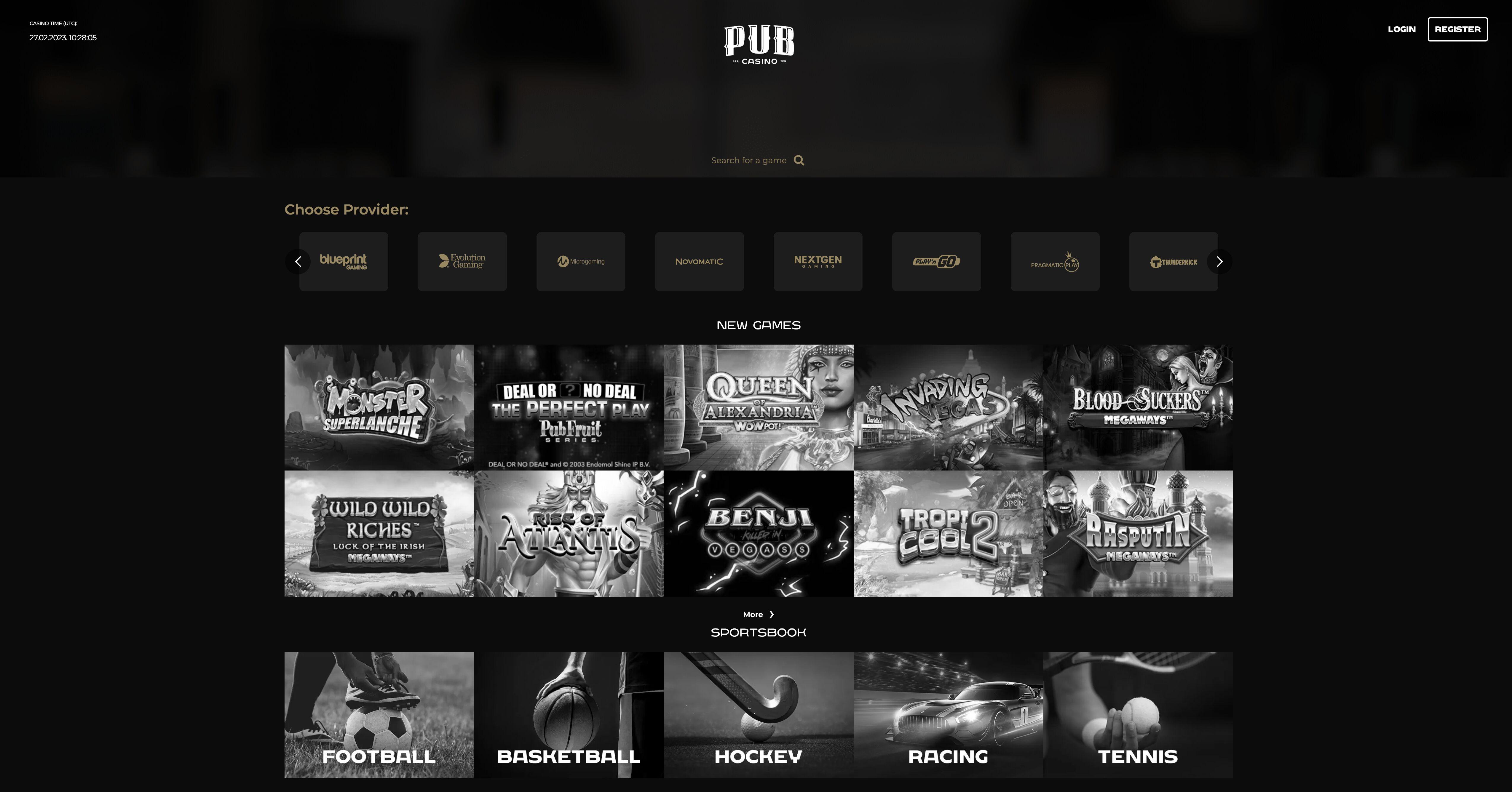 Pub Casino List of Games
