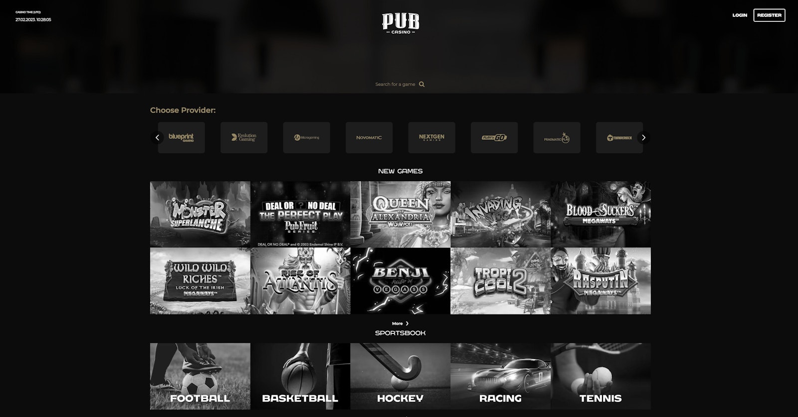 Pub Casino List of Games