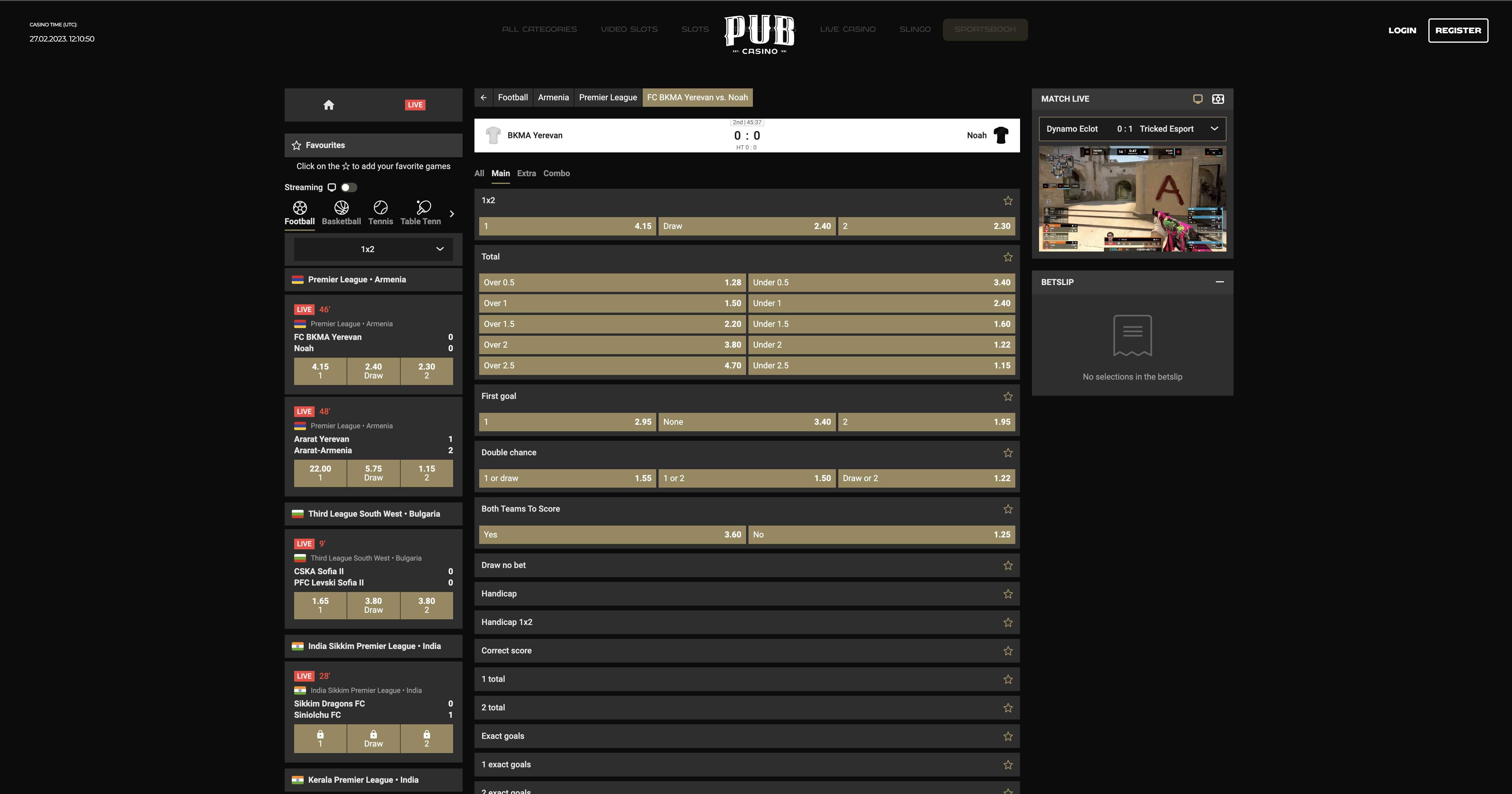 Pub Casino Live Betting & Stream