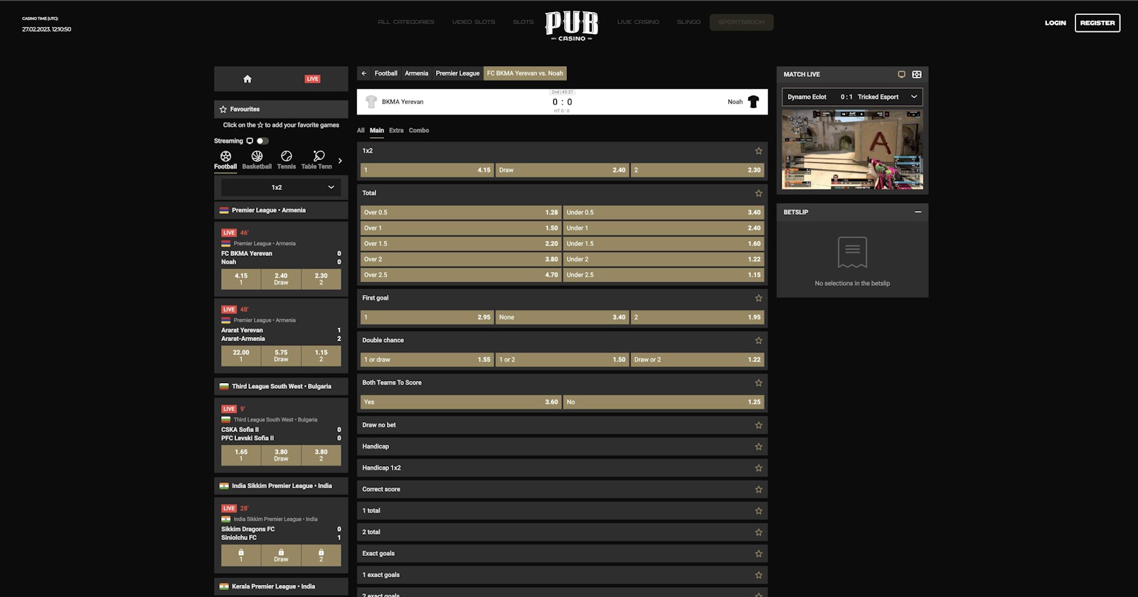 Pub Casino Live Betting & Stream