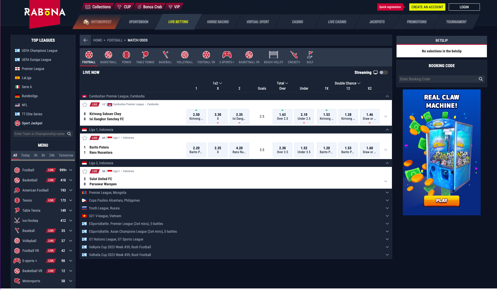 Rabona Live Betting