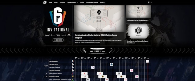 Rainbow Six Siege esports website screenshot