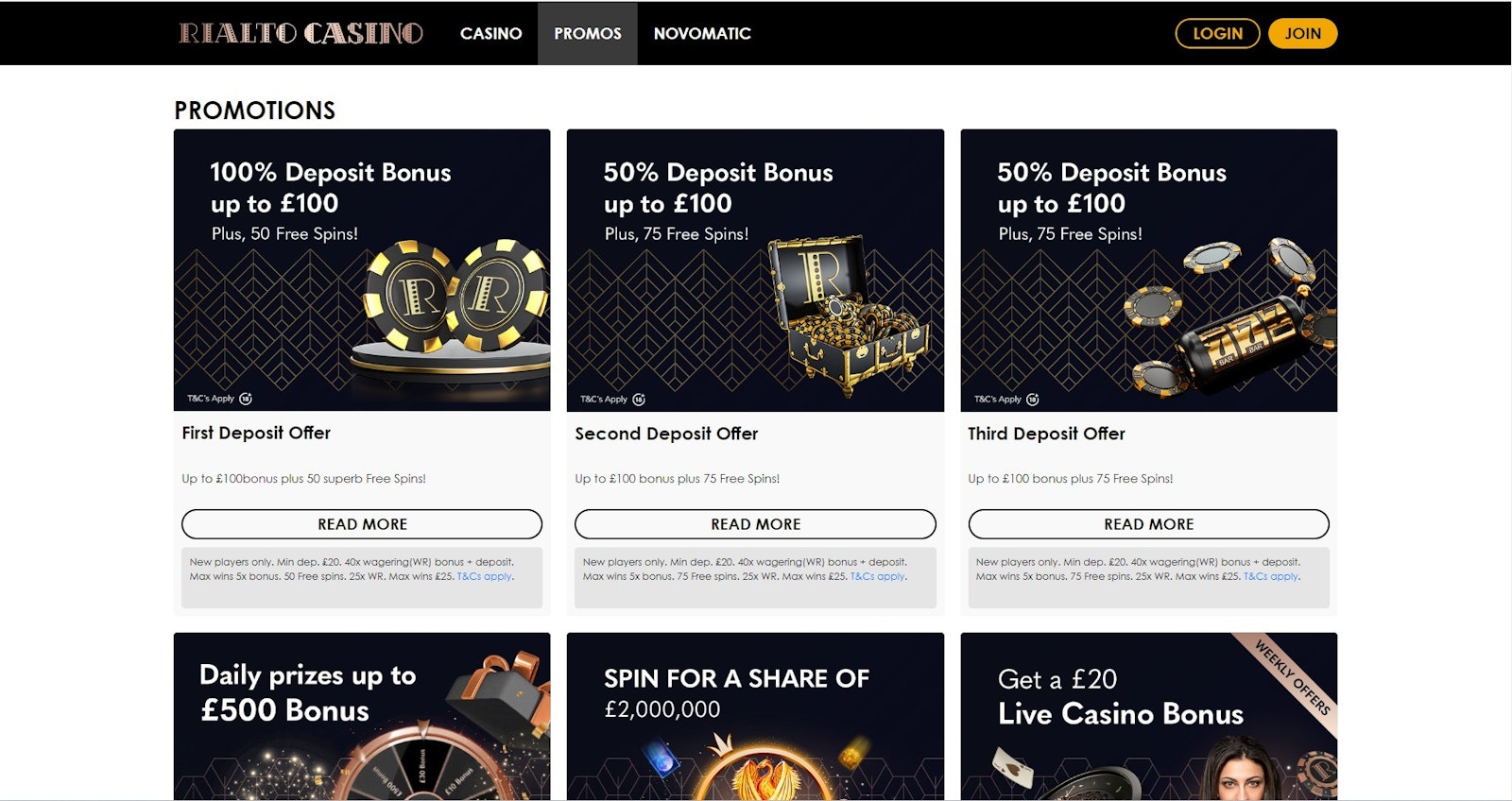 Rialto Promotions page