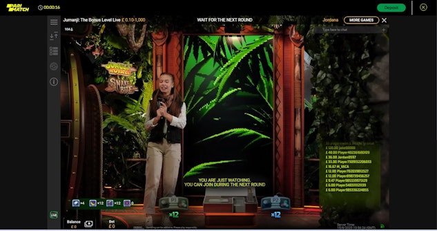 Screenshot of host on the new parimatch live game Jumanji The Bonus Level live