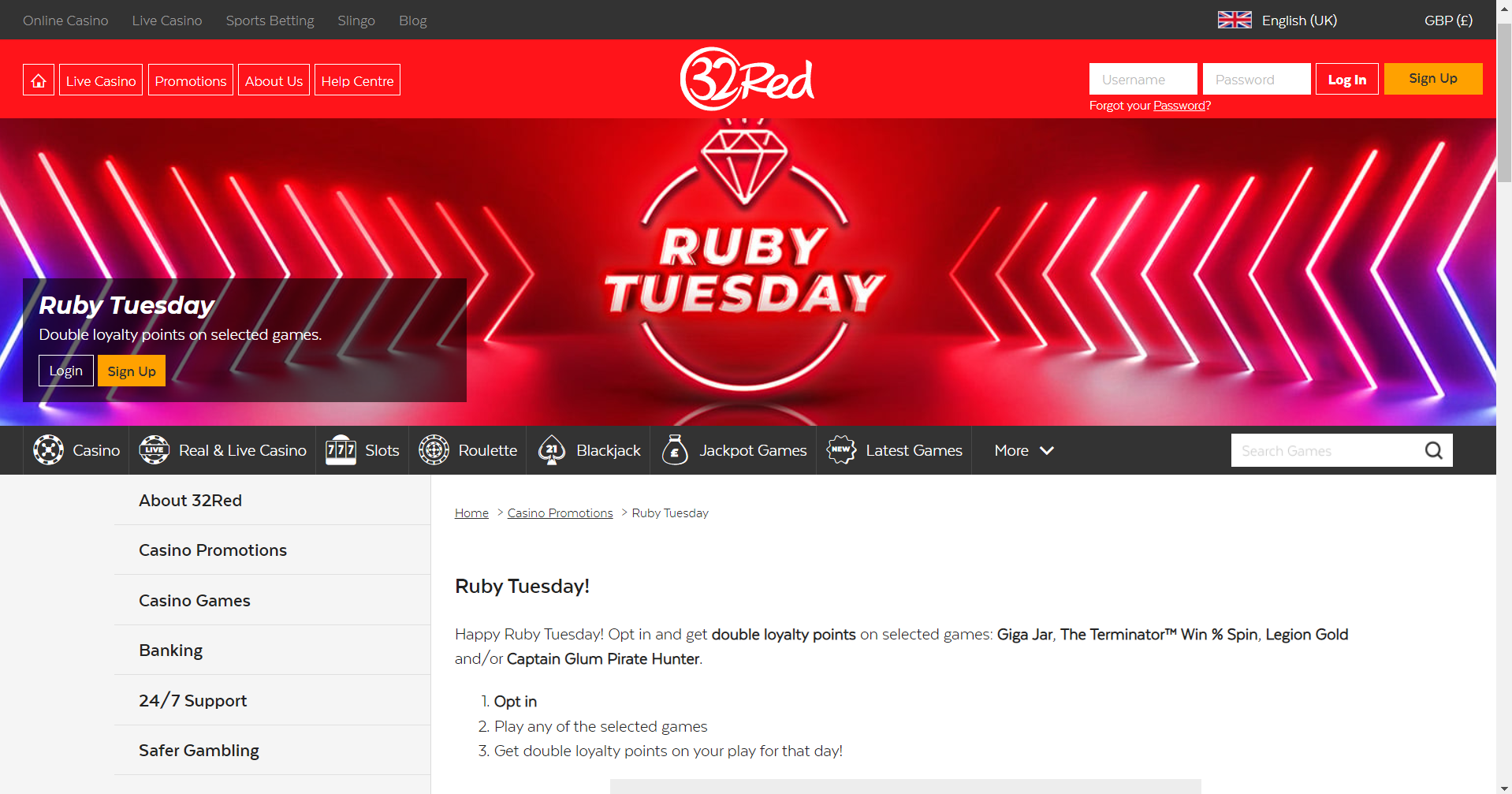 See which games are part of the Ruby Tuesday bonus