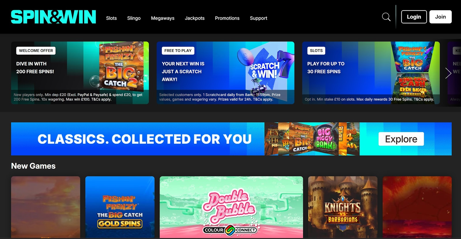 Spin and Win homepage