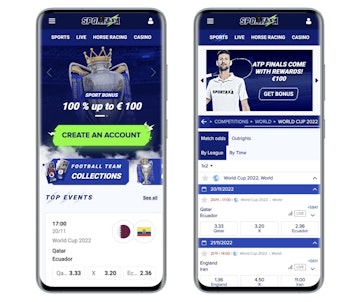 Sportaza screenshots of mobile site