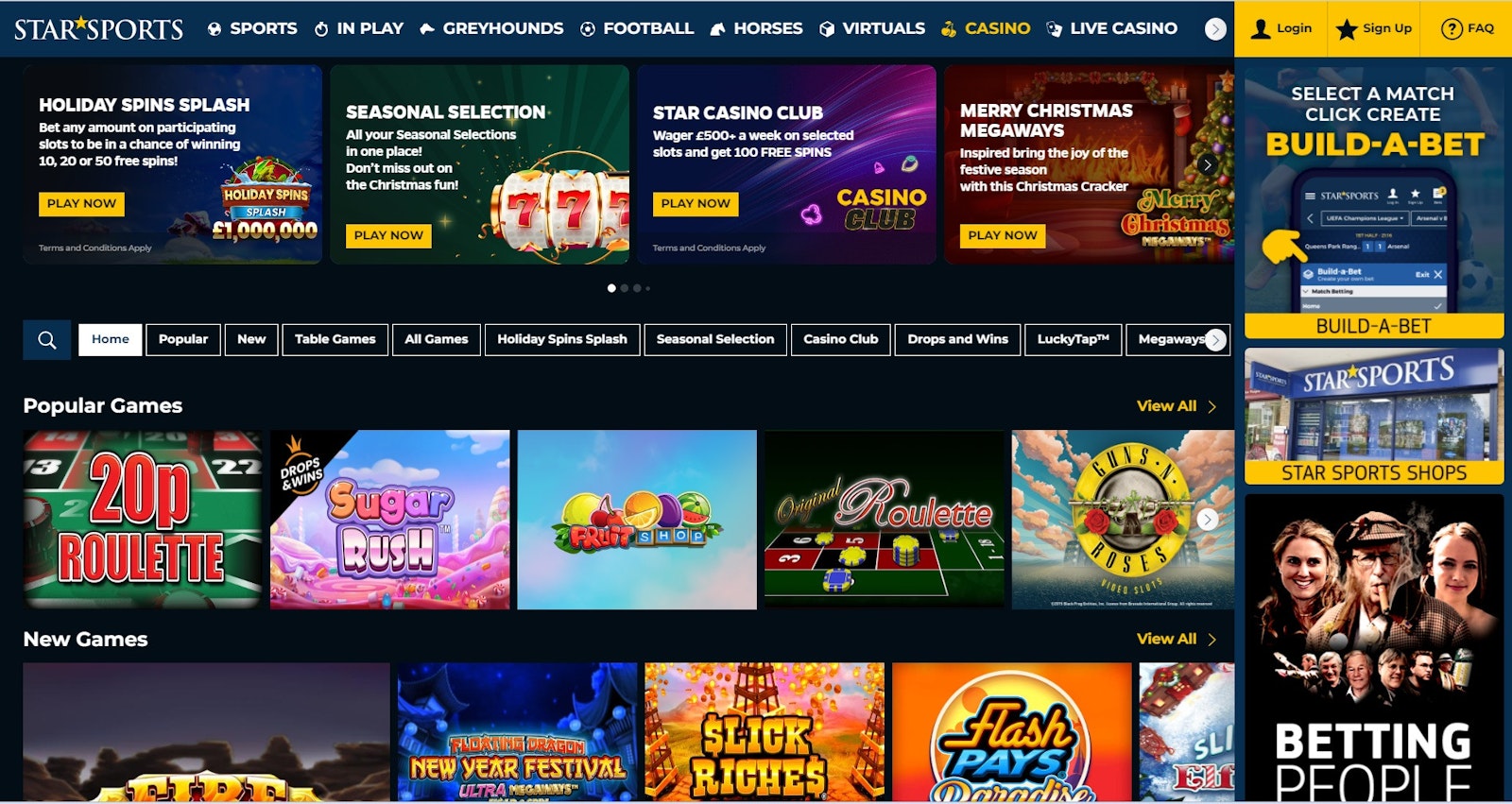 Star Sports casino page
