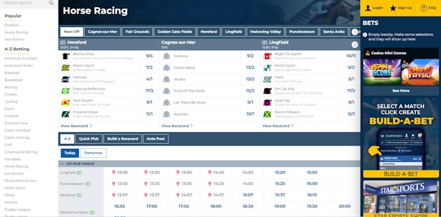 Star Sports horse racing page