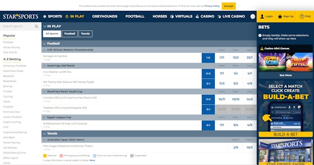 Star Sports live in play page