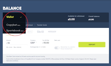 Switching wallets at Copy Bet