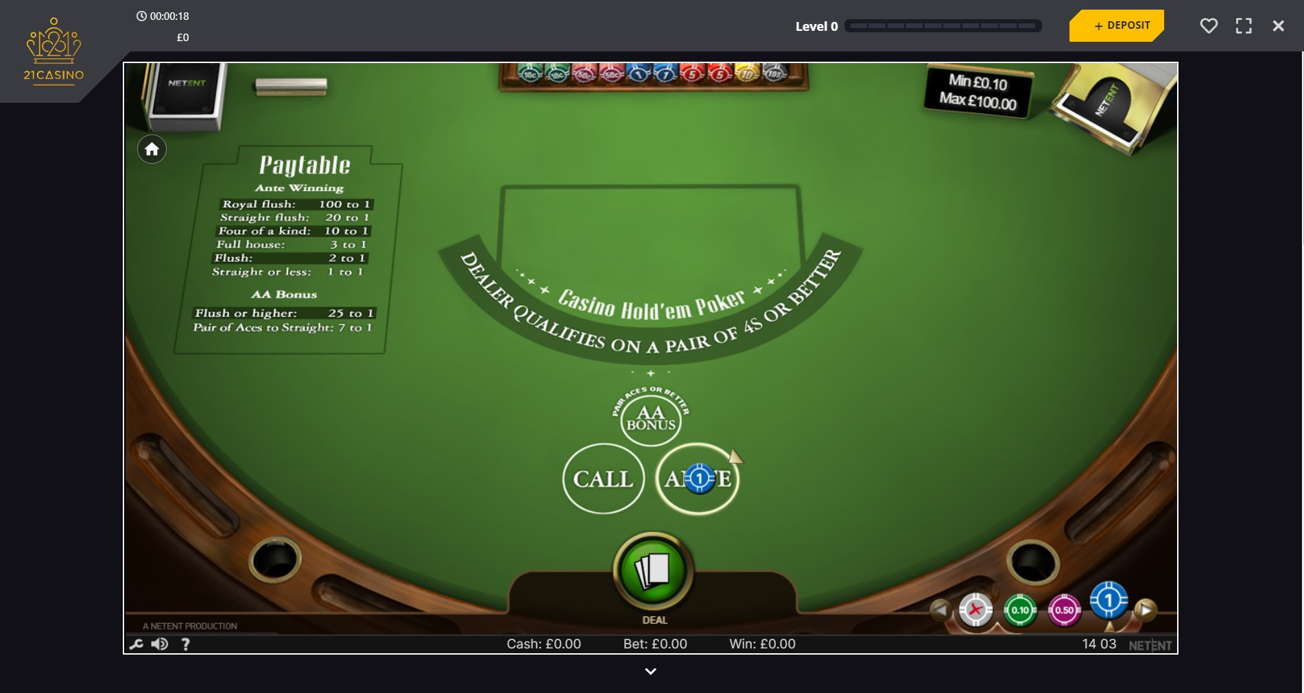 Table Games such as Casino Holdem Poker run smoothly and easily on both desktop and mobile