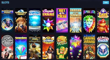 CaspBet slots list showing the first 16 selections including Poseidons Rising and Starburst