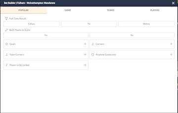 The Copy Bet bet builder opens in a separate window and is exceptionally easy to use and navigate