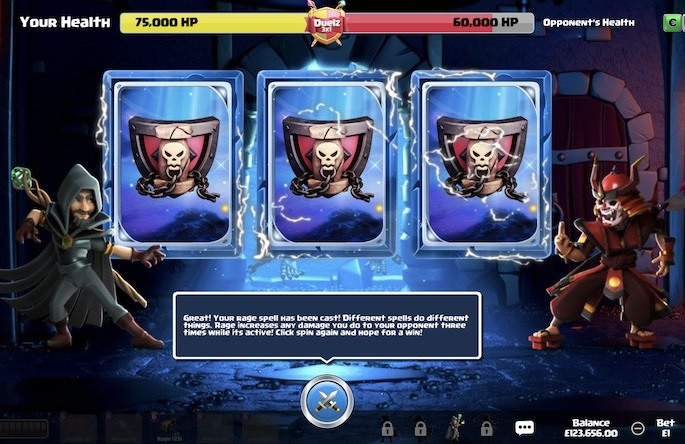 The battle screen when dueling