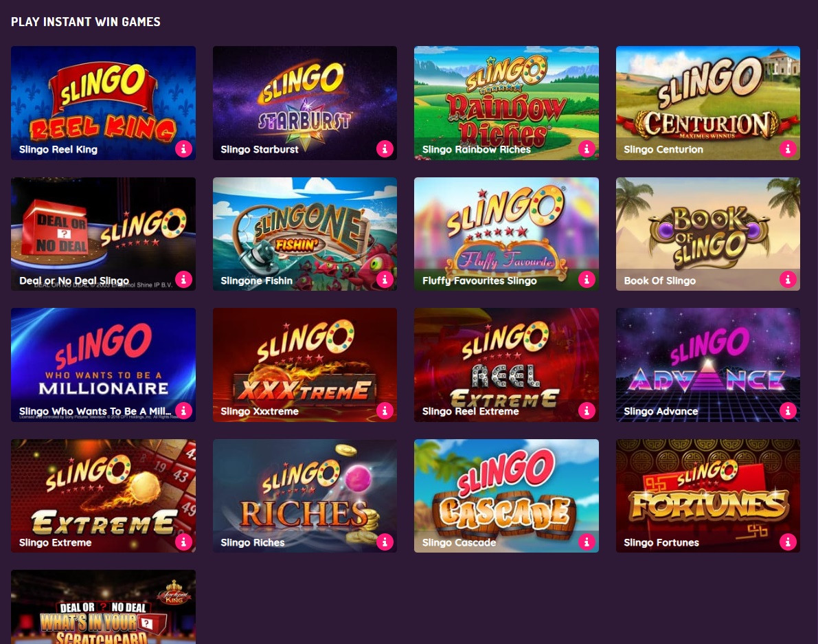 The slingo and scratch selection is very limited and feels like an afterthought by Pink Casino