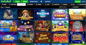 The slots homepage at Jeff Bet is home to over 1300 titles