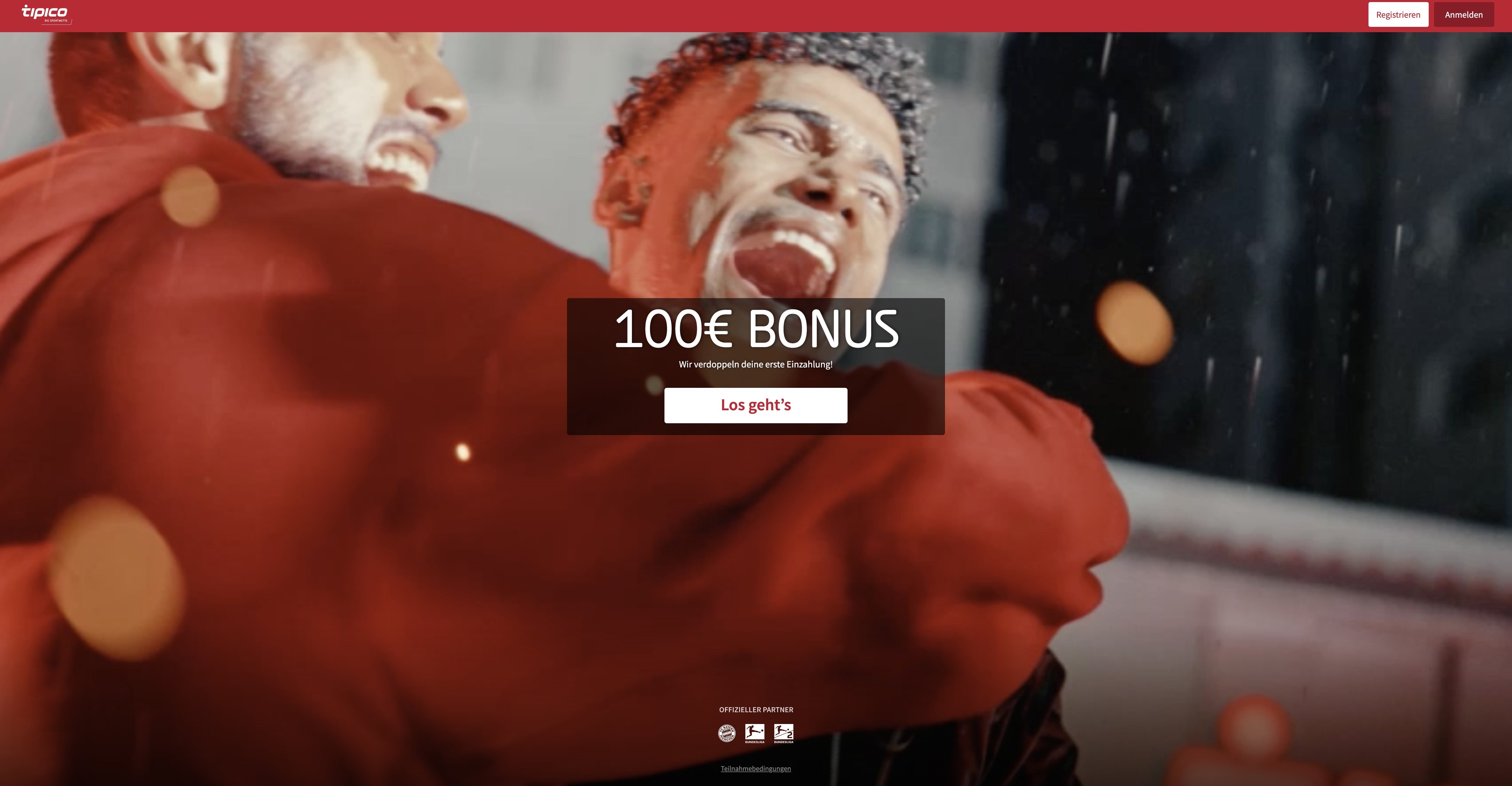 Tipico bonus main page screenshot