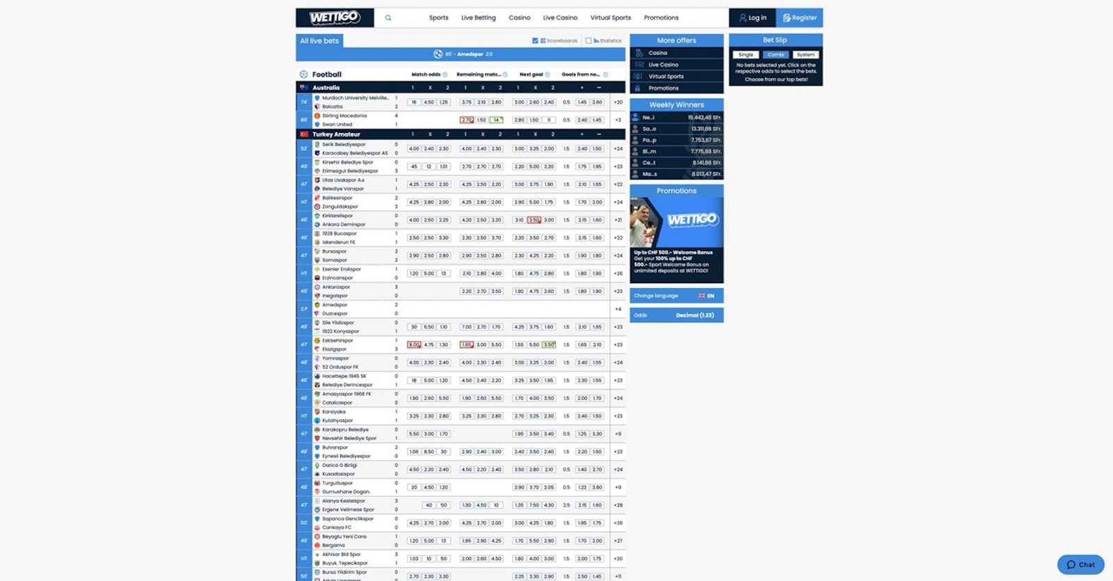 Wettigo Live Betting