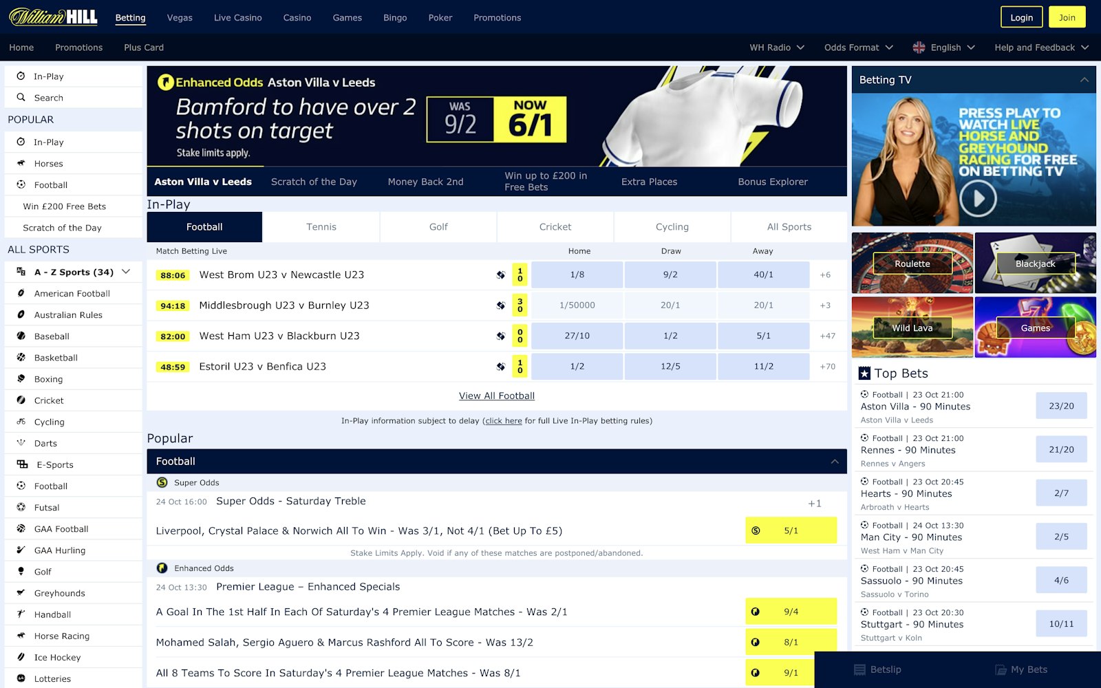 William Hill homepage
