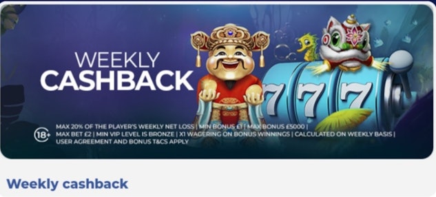 Weekly Cashback offers at Winoui Casino