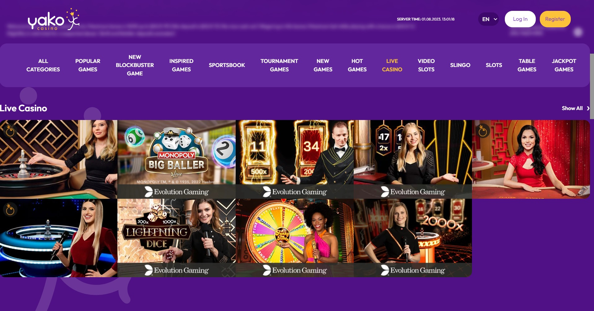 Yako Casino Screenshot 2