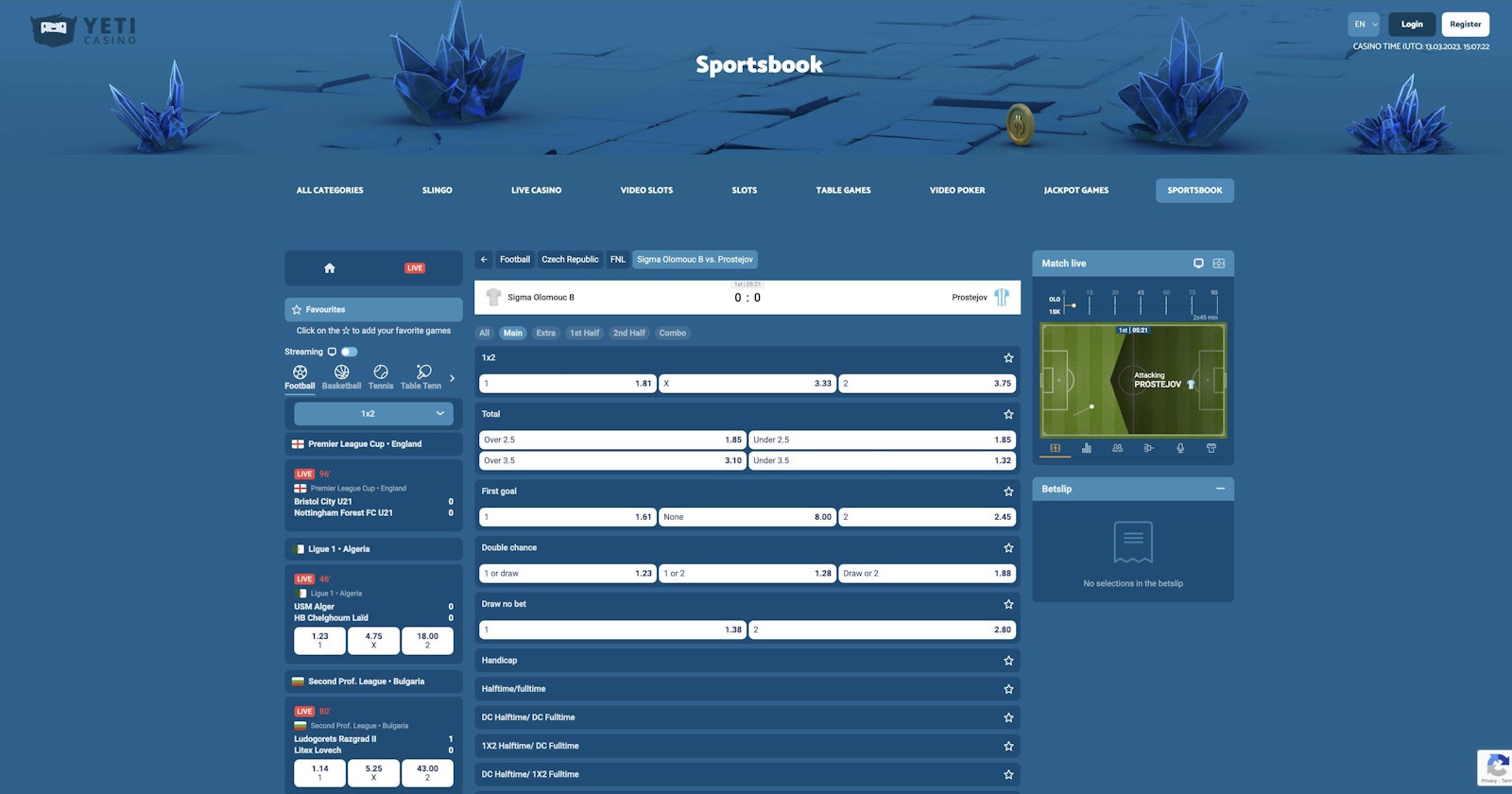 Yeti Bet Live Betting