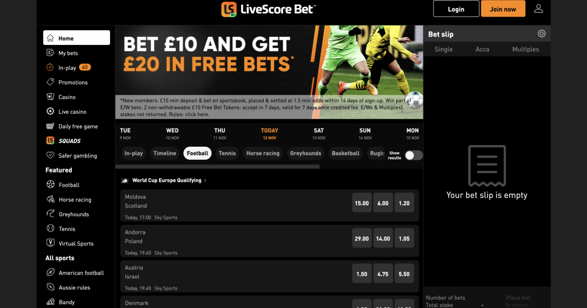 LiveScore Bet UK Review | Bet £10 Get £20 Welcome Bonus