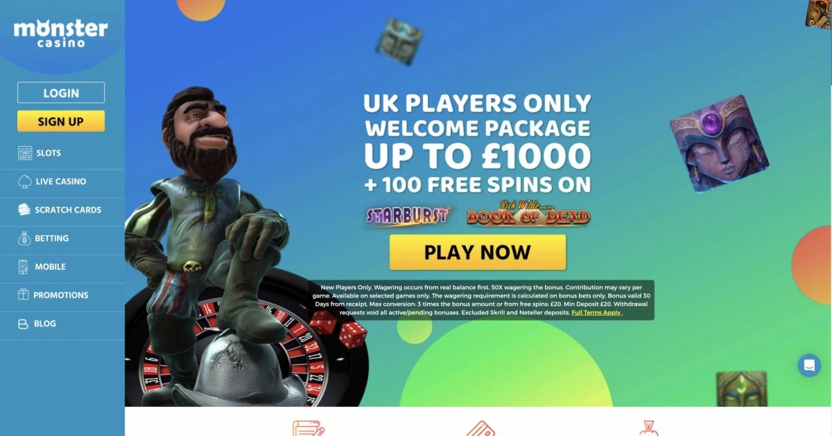 Monster Casino Signup Offer Bet £10 Get £30 in Free Bets