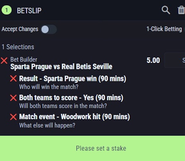 Bet builder selections are added to the betslip before confirmation