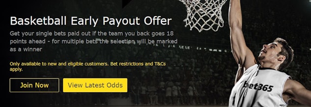 Bet365 early payout NBA