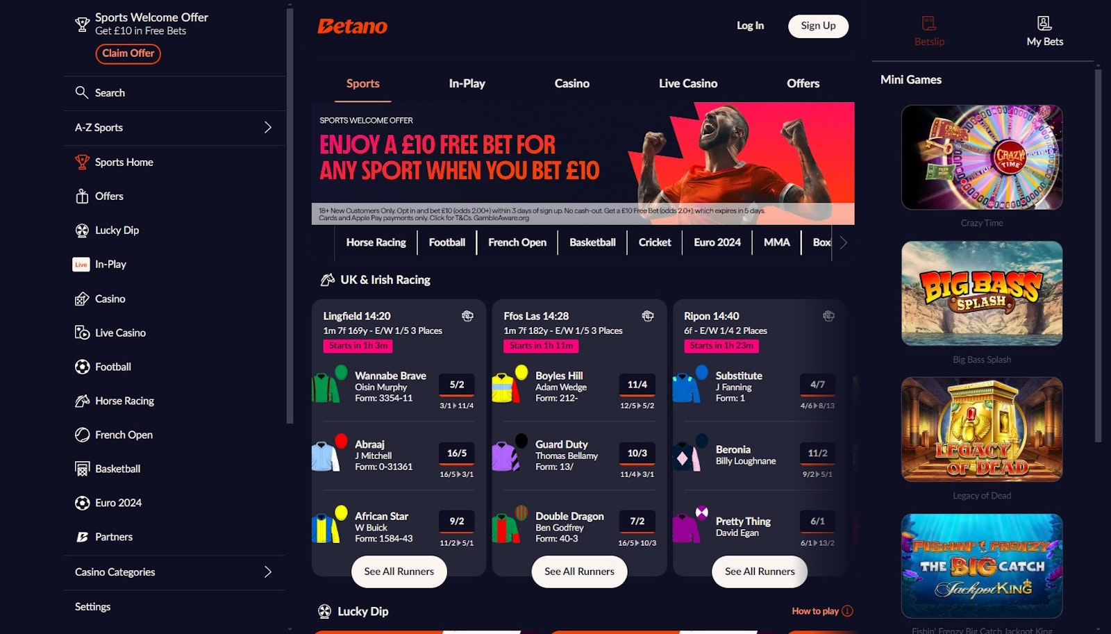 Betano homepage