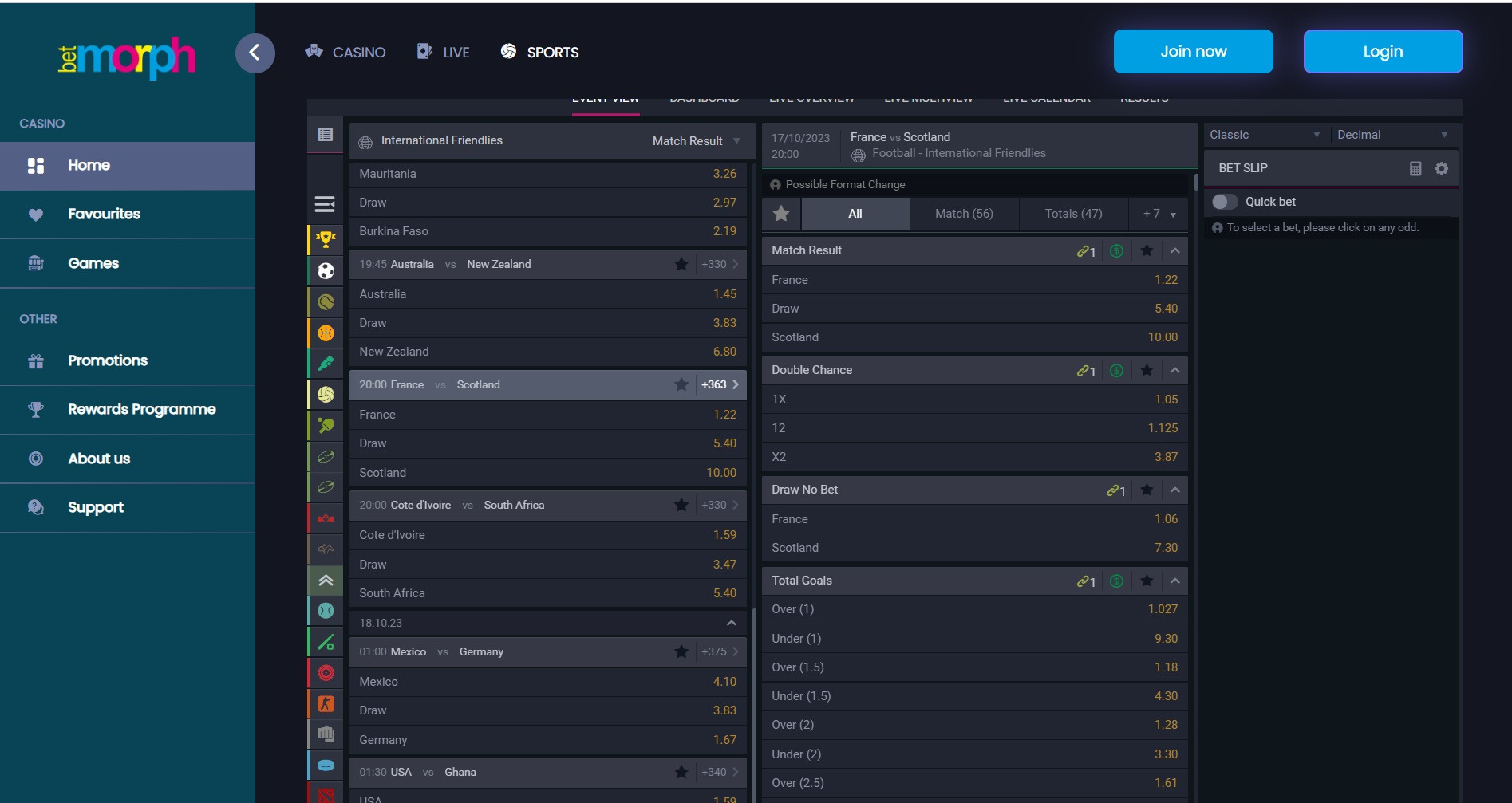 Betmorph football page
