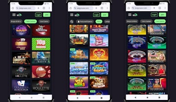 Casino menus on mobile browser