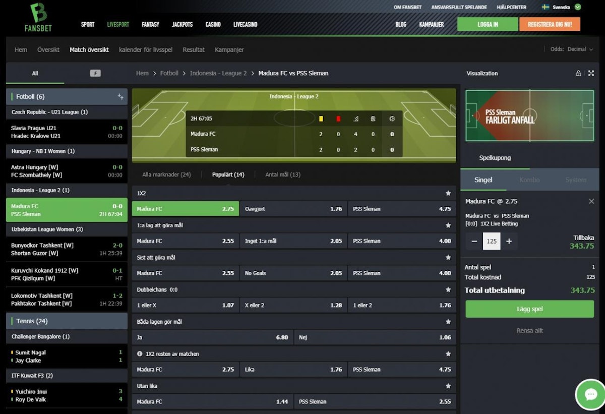 FansBet Live Sports Interface