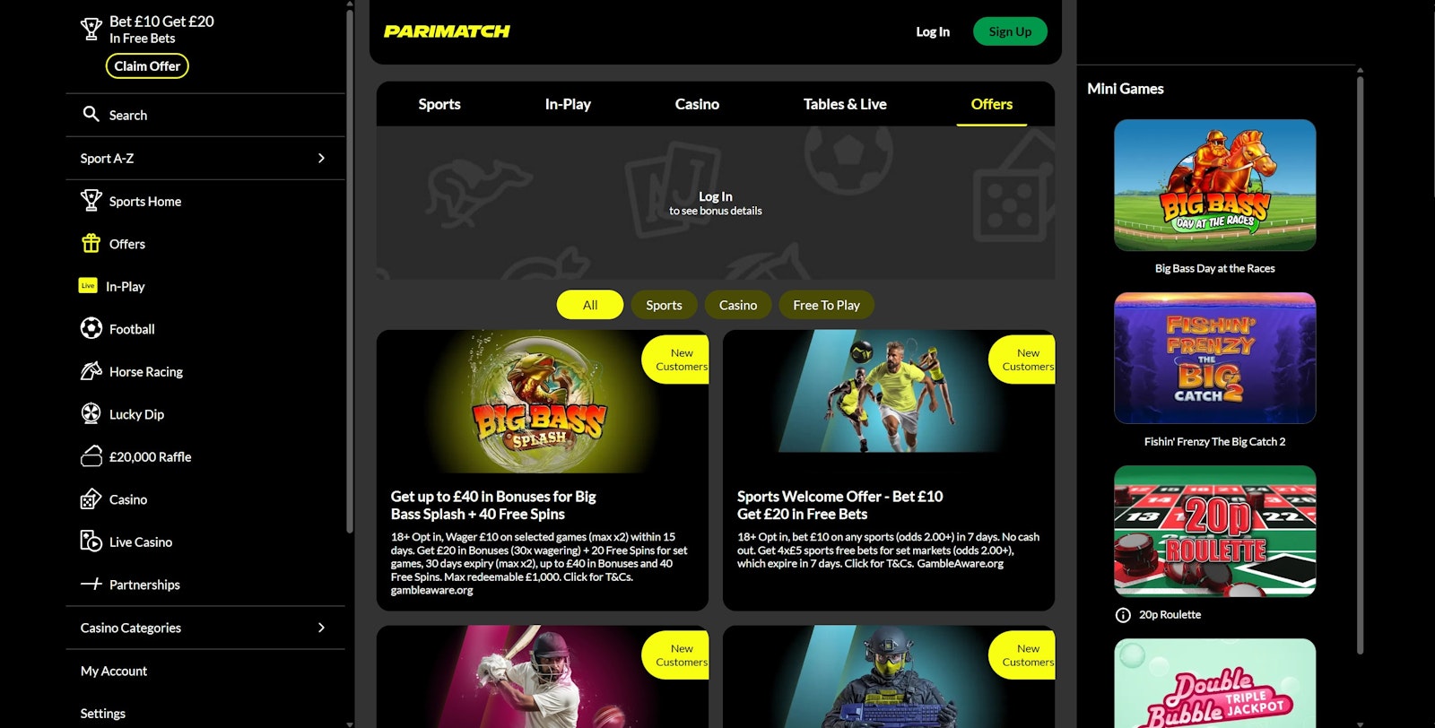 Parimatch homepage