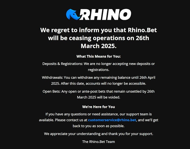 Rhino bet closing statement