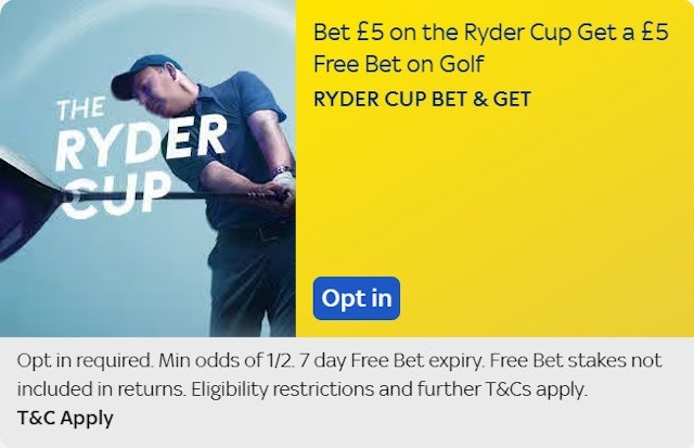 Ryder cup free bet sky bet