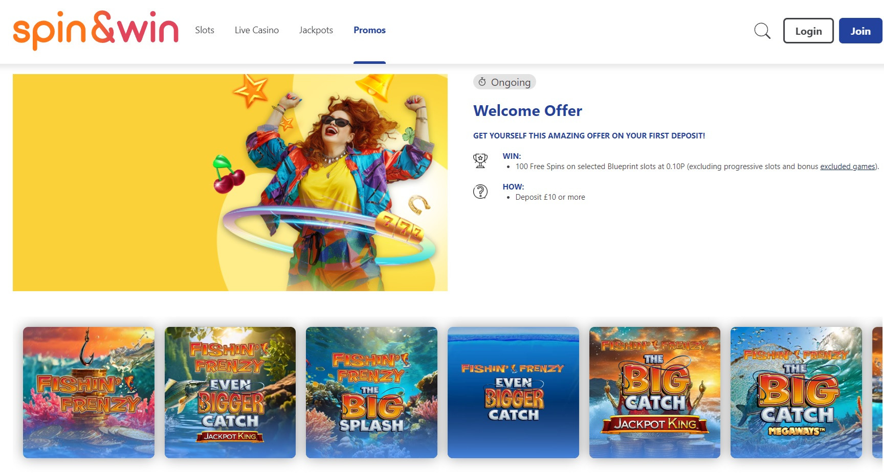 Spin and Win homepage