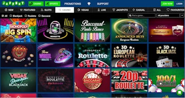 Table games at Jeff Bet leave a bit to be desired with around 30 title available