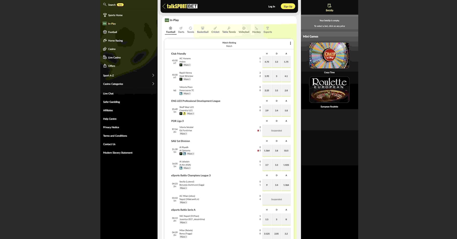 Talk SPORT BET Live Betting