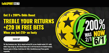 Talksport Bet treble odds 20 quid