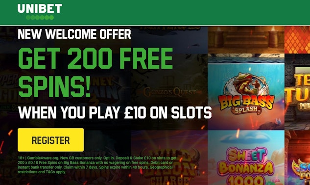 Interface du casino Unibet montrant les jeux et bonus
