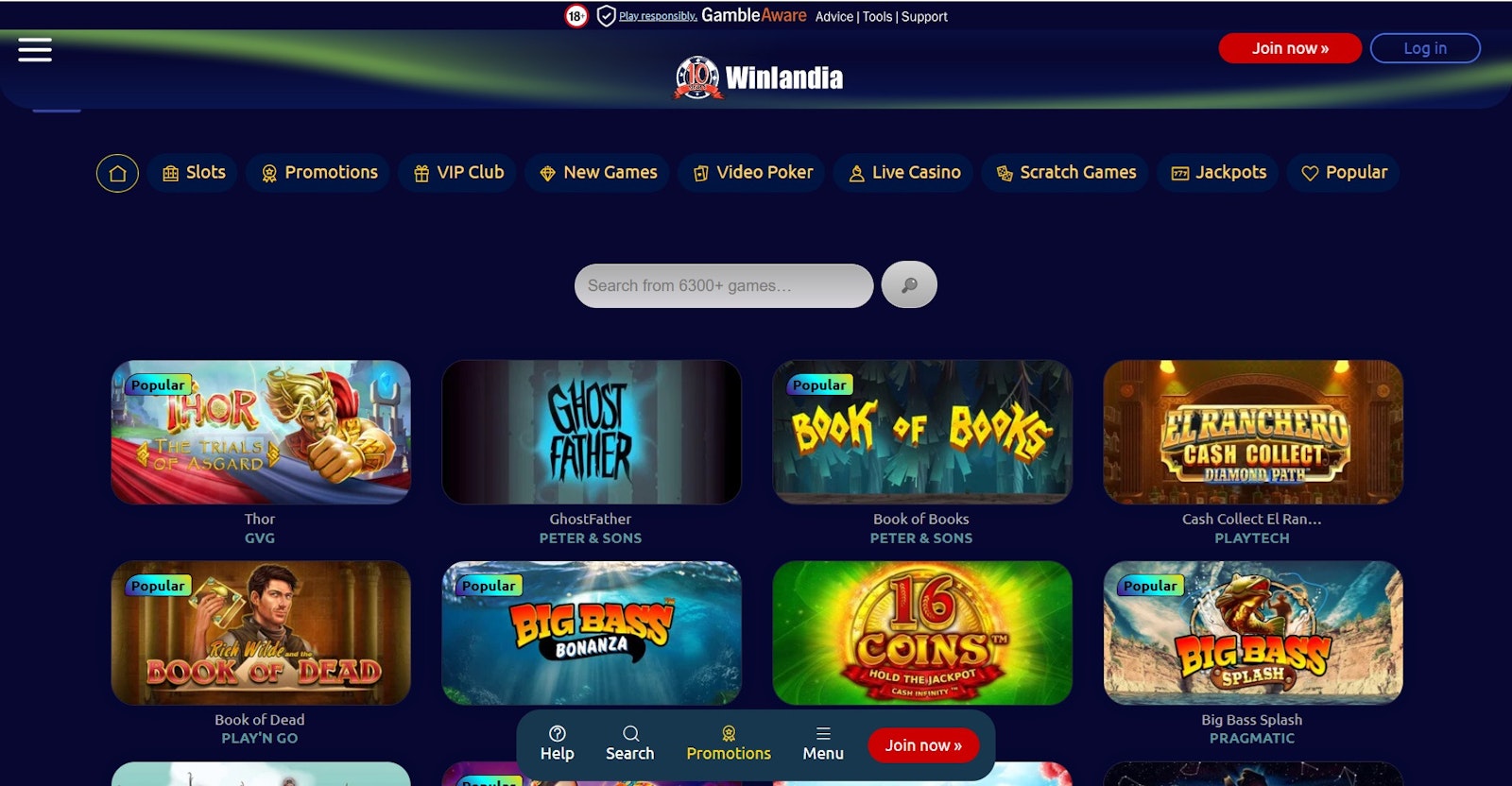 Winlandia slots page